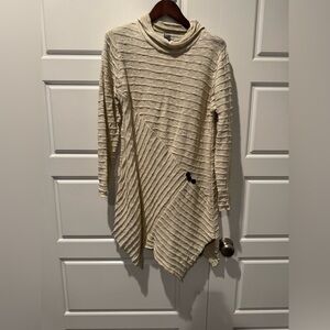 Habitat Textured Tunic Cotton Beige Tunic Sweater handkerchief hem Size Medium
